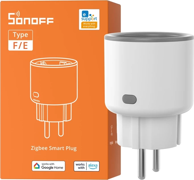 Prizë smart Sonoff S60TPF ZigBee, 16A, për Google Home/Alexa, E/F, e bardhë