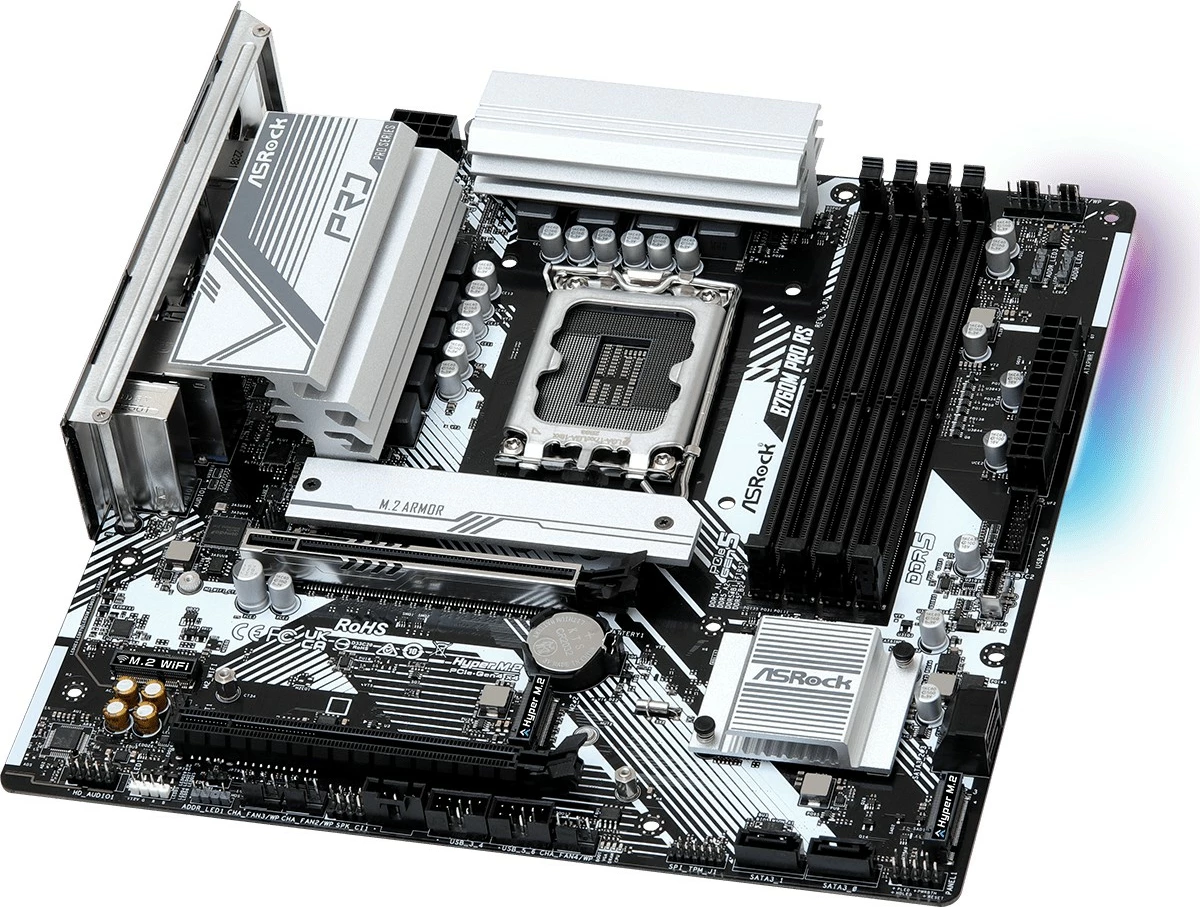 Pllakë amë ASRock B760M PRO RS, DDR5, LGA1700, mATX, e zezë/argjendtë