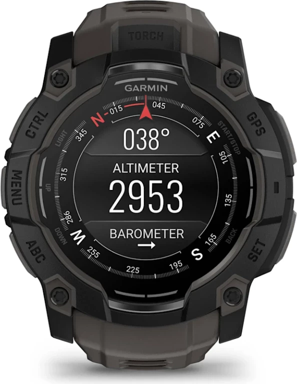Smartwatch Garmin Instinct® 3 AMOLED, Black with Charcoal Silicone Strap, 50 mm