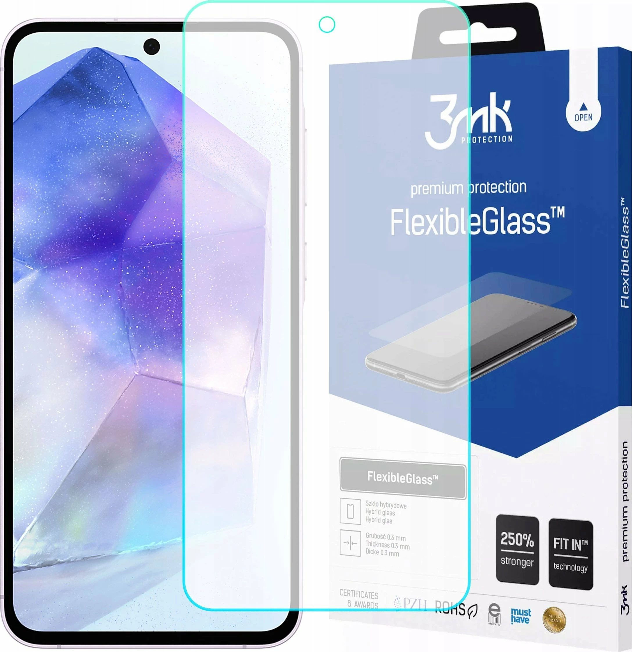 Xham mbrojtës 3MK FlexibleGlass për Samsung Galaxy A35/A55 5G, 7H, 0.3mm, 1 copë