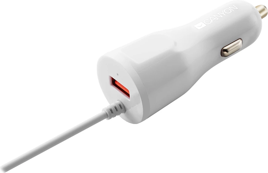 Karikues veture CANYON C-033/US 2.4A USB-A me Lightning të integrum 1.2 m, i bardhë