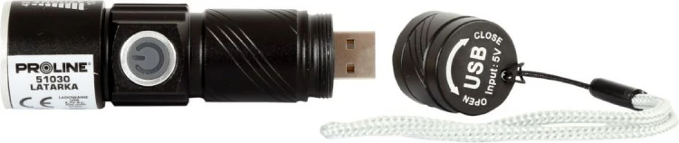 Svetilkë LED portative USB PROLINE 51030 160 lm bateri 600 mAh ZOOM, e zezë