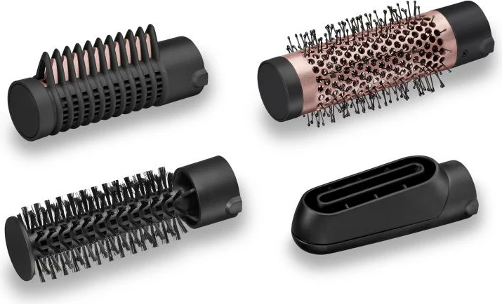 Furçë ajri e nxehtë, BaByliss AS126E, 4 aksesorë (38 mm, 20 mm, drejtues, grykë tharjeje), teknologji jonesh anti-frizz, e zezë
