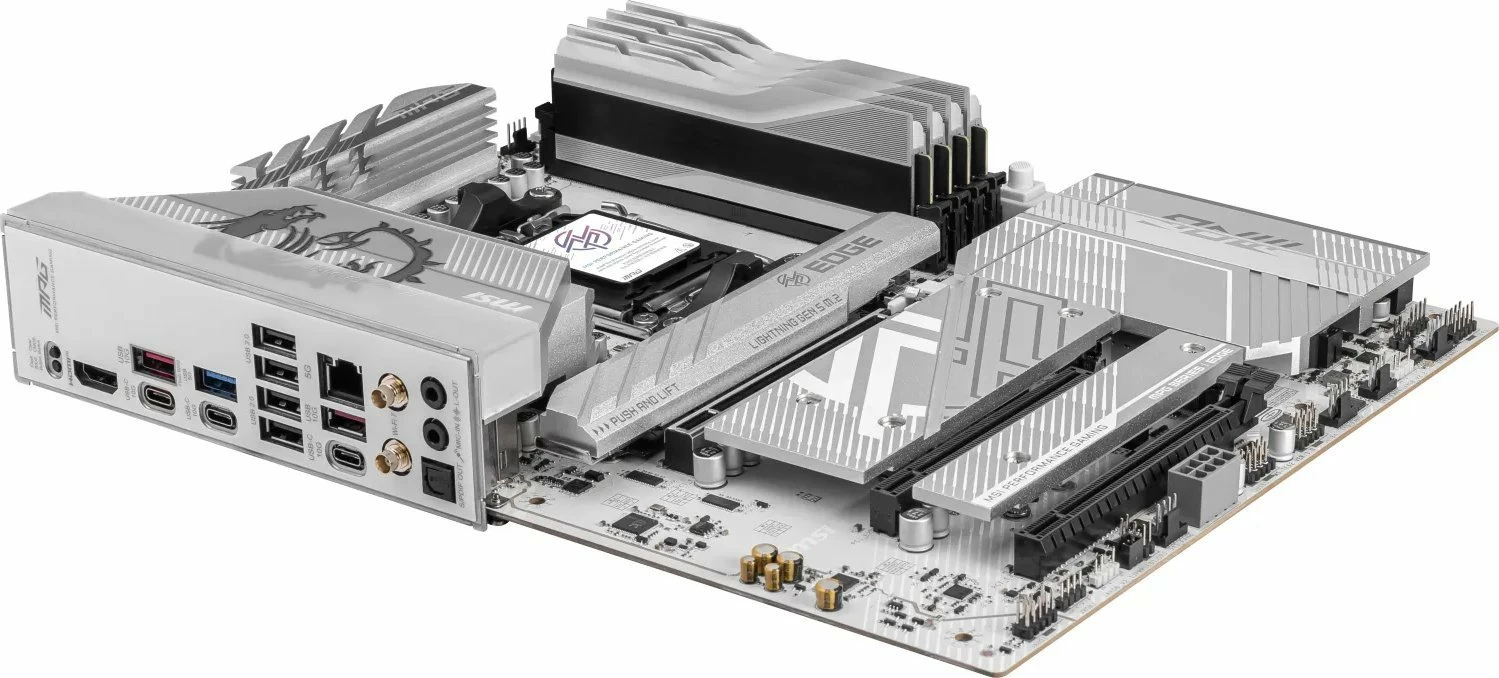 Pllakë amë MSI MPG B850 EDGE TI WIFI ATX, DDR5, Wi‑Fi 7, PCIe 5.0, bardhë-argjend