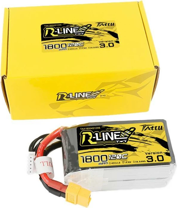 Bateri LiPo Tattu R-Line Version 3.0, 1800mAh, 14.8V, 120C, XT60