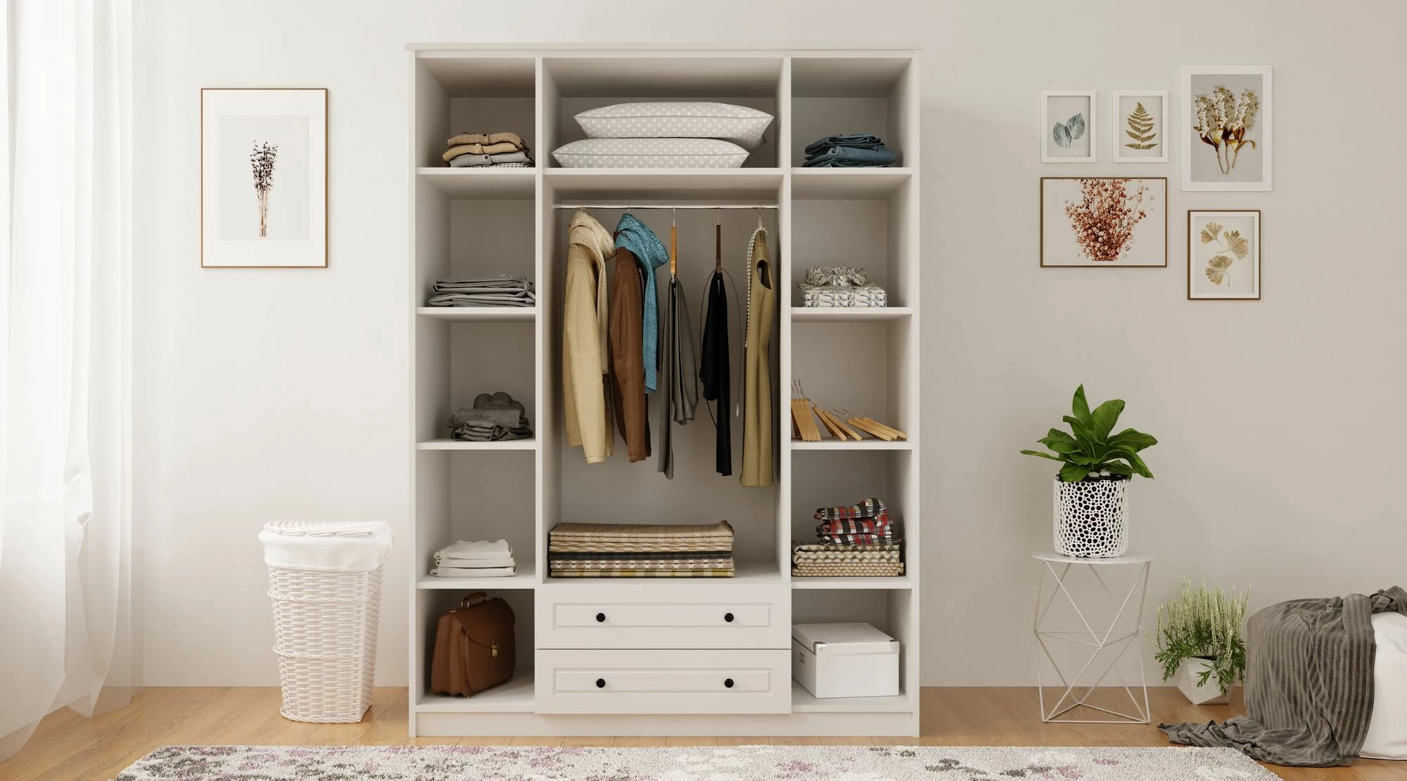 Dollap rrobash, ngjyrë e bardhë mat, Skye Decor, Rb-063, 140x184x52cm