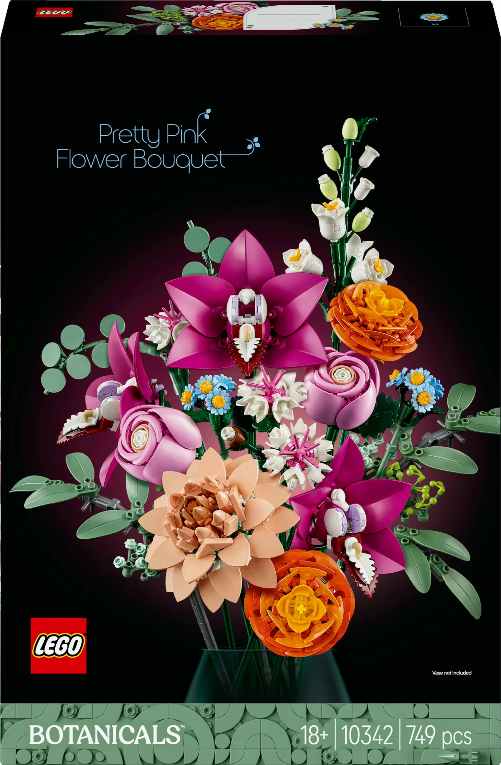 Set ndërtimi LEGO Botanicals Schöner Rosafarbener Blumenstrauß 10342, shumëngjyrësh