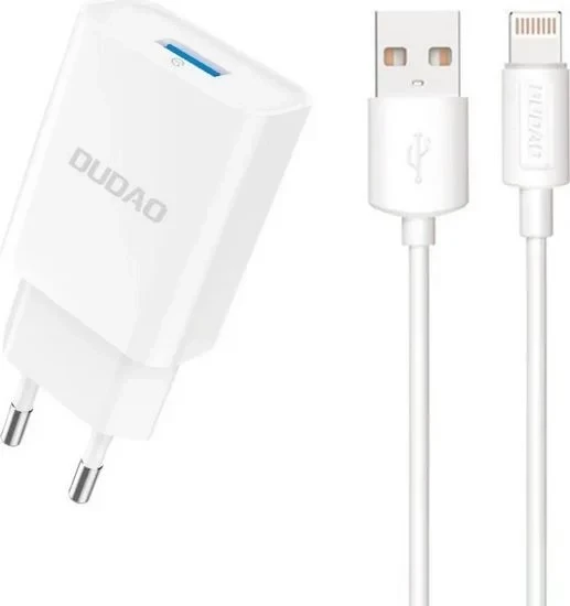 Karikues Dudao A4EU me USB-A dhe kabllo Lightning, bardhë