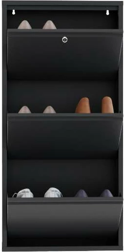 Dollap këpucësh metalik, 3 pjesë, ngjyrë antracit, Skye Decor