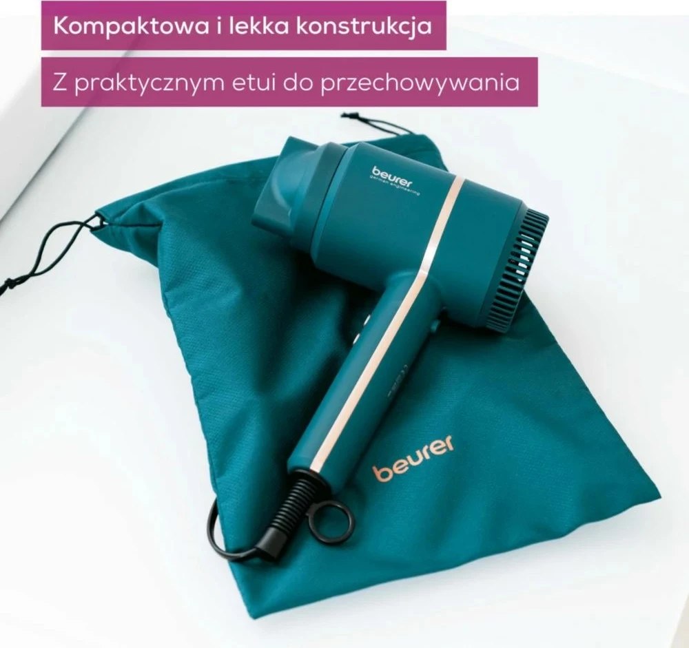 Tharëse flokësh Beurer HC35 Ocean, 2000 W, 3 nivele, jonizim, Kaltër-turkeze