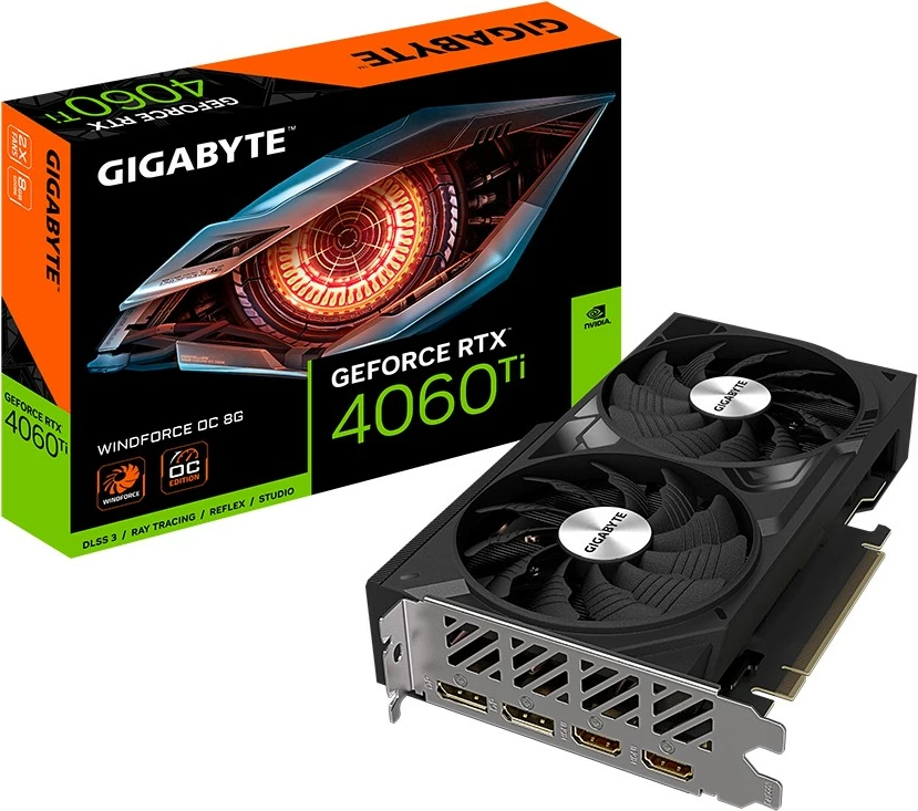 Kartelë grafike Gigabyte GeForce RTX 4060 Ti WINDFORCE OC, 8 GB, GDDR6, PCI Express 4.0, e zezë
