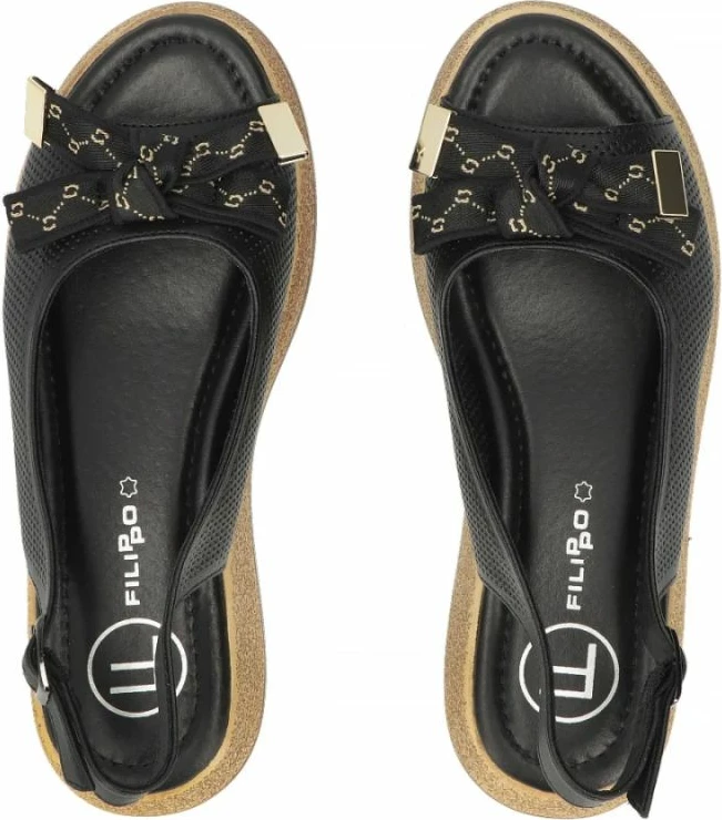 Sandale wedge për femra Filippo DS7582, të zeza