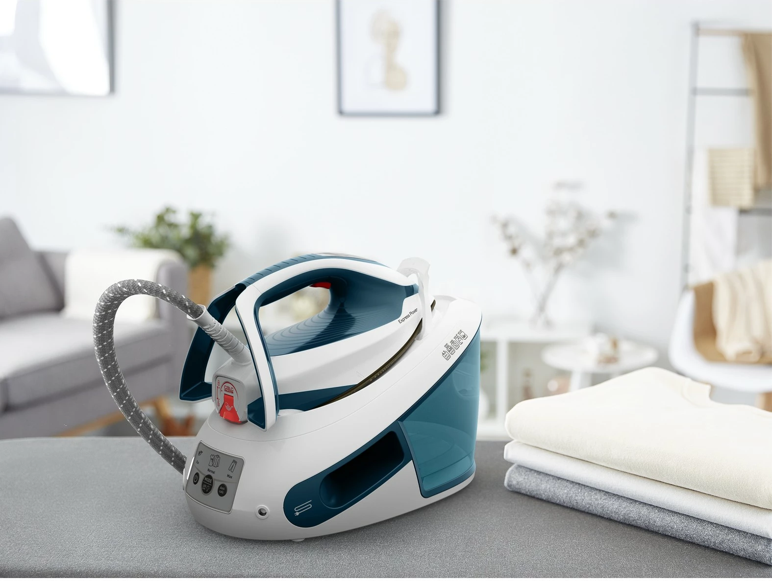 Hekur me avull Tefal Express Power SV8111, 1.8L, 6.2 bar, kaltër/bardhë