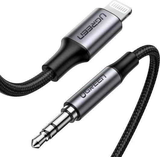 Kabllo audio Ugreen 70509, Lightning në Jack 3.5mm, 1 m, gri