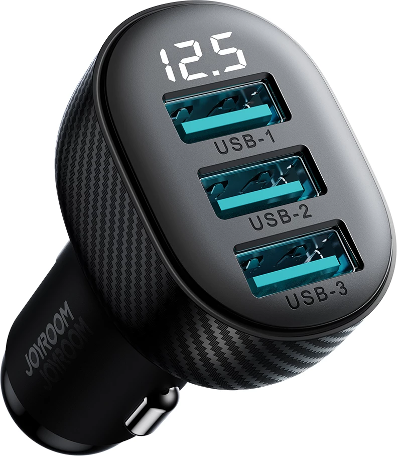 Karikues veture Joyroom JR-CCD03, 3x USB-A, 3.4A, me ekran, zi