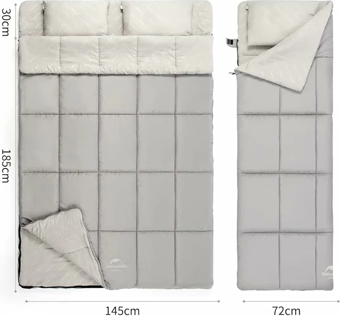 Thes gjumi dopio me jastëk Naturehike, 48 x 40 x 7.62 cm, hiri