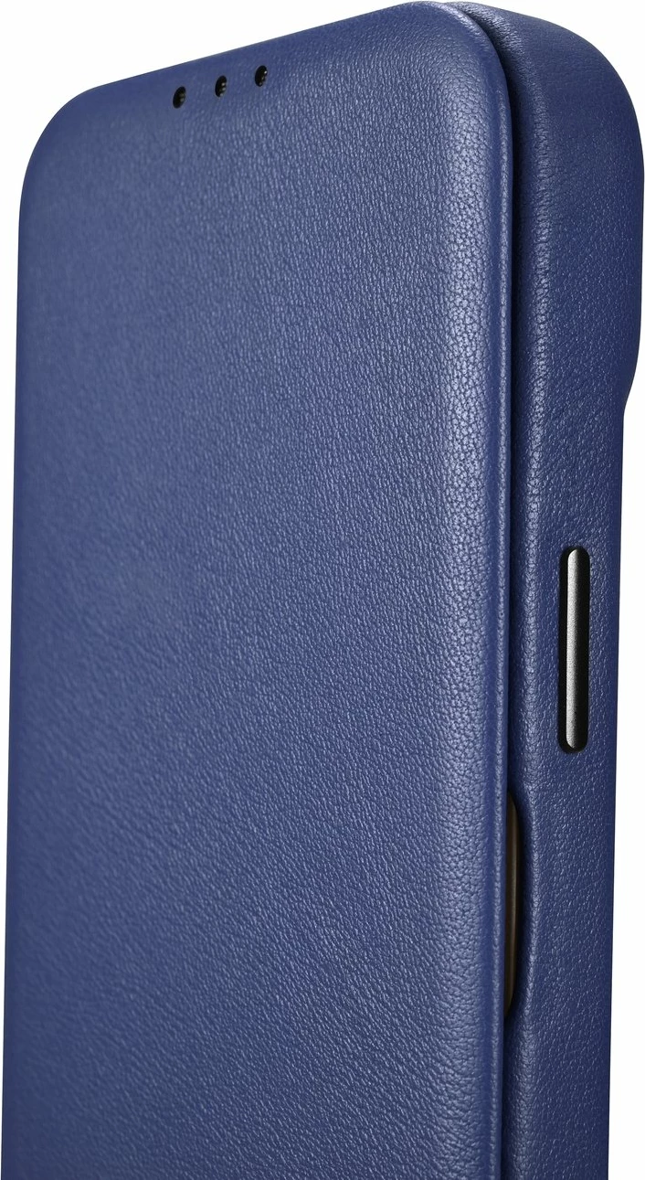 Mbështjellës iCarer CE Premium lëkurë folio për iPhone 14 Pro, MagSafe, Blu