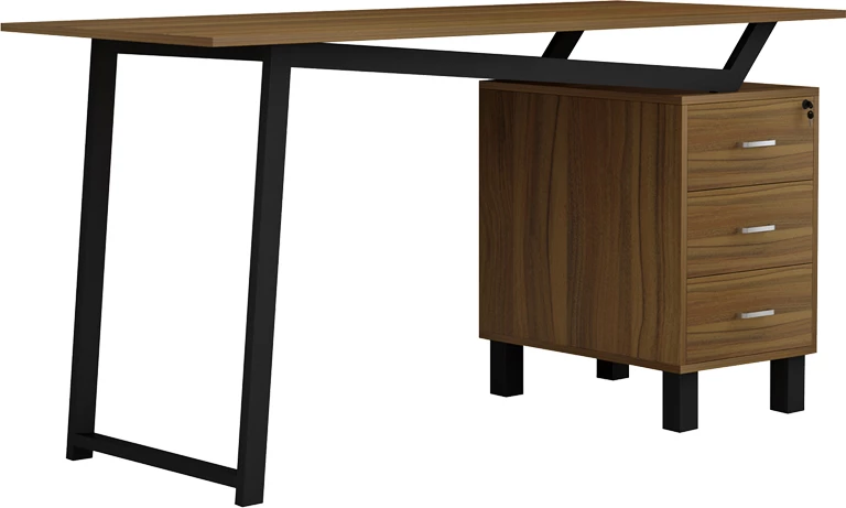 Tavolinë zyre me sirtarë, ngjyrë arre e zezë, Prosper, 140x60x76cm