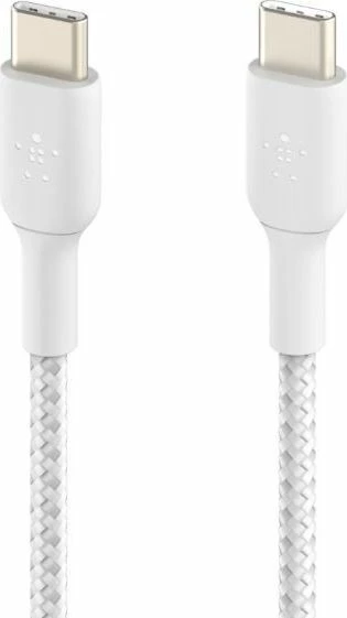 Kabllo USB-C në USB-C Belkin CAB004bt1MWH 1 m USB 3.0 me thurje, e bardhë