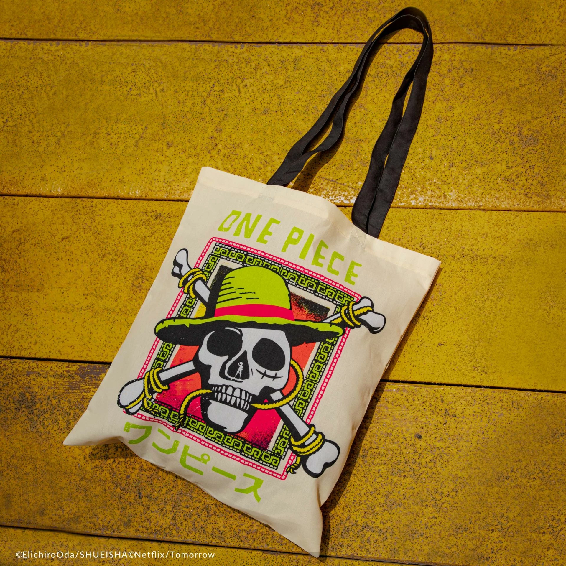 Çantë tote Cinereplicas One Piece Jolly Roger 42×38 cm, 100% poliestër, bezhë