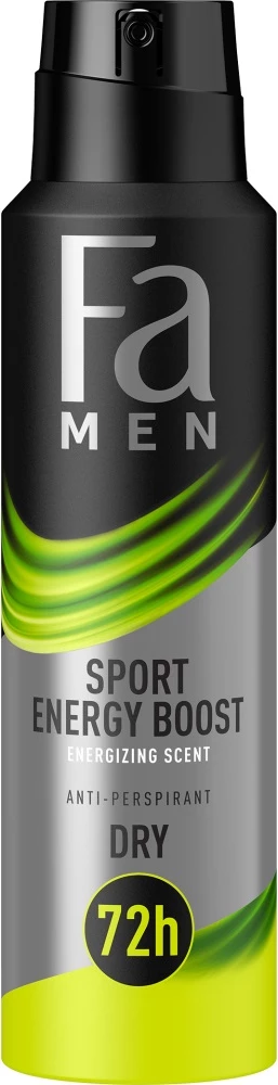 Spray antiperspirant për meshkuj Fa Sport Energy Boost 72h, 150ml