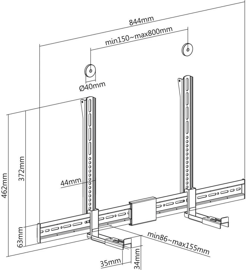 Mbajtës i rregullueshëm për soundbar Maclean MC-465, i zi