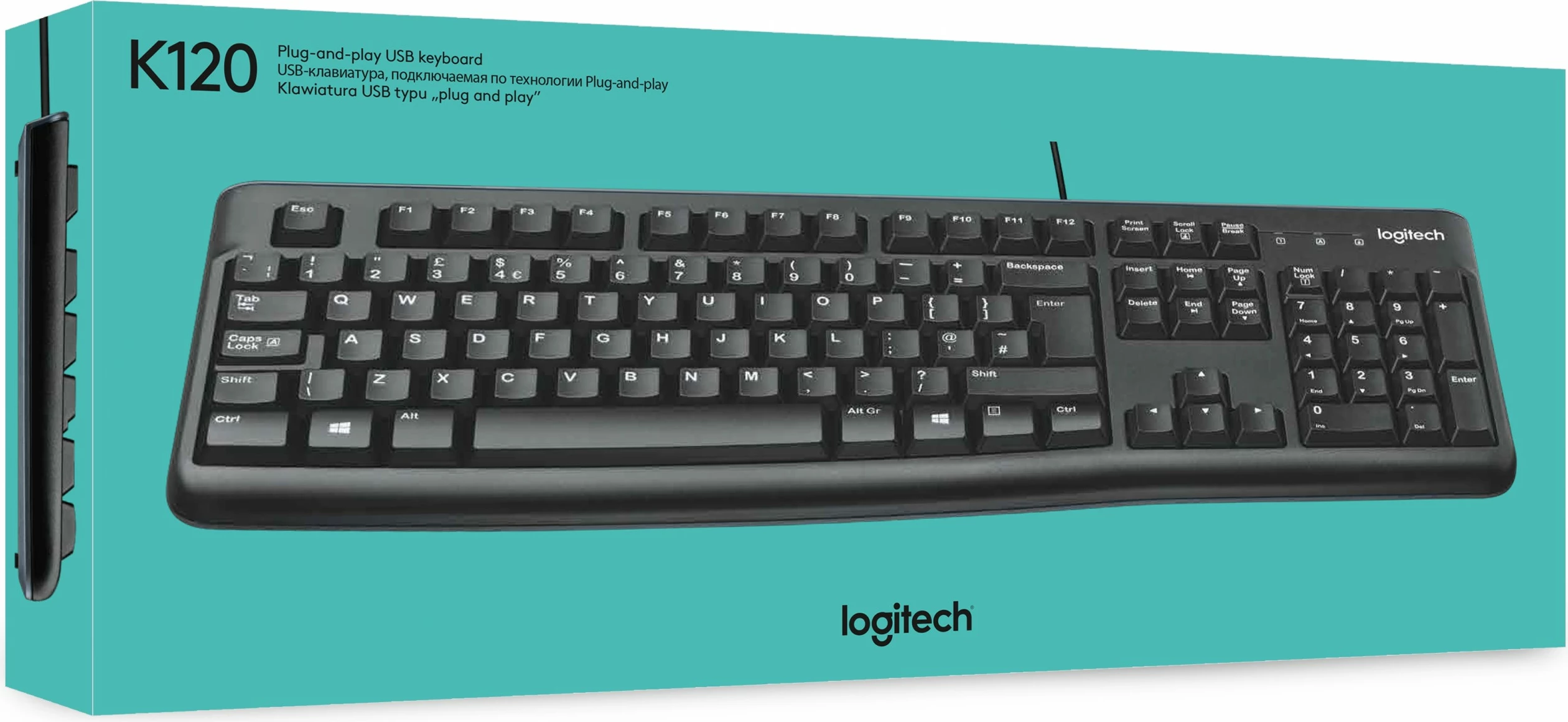 Tastierë Logitech K120 për Biznes, Full-size, Wired, USB, AZERTY, Ngjyrë e zezë