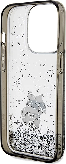 Mbështjellës Karl Lagerfeld Liquid Glitter Choupette për iPhone 14 Pro Max, Transparent, Argjendtë