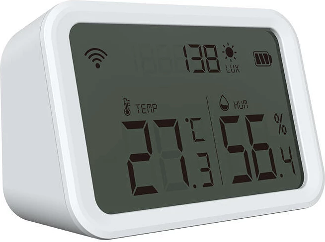 Sensor temperature e lagështie Neo NAS-TH02W me ekran, Wi-Fi, i bardhë
