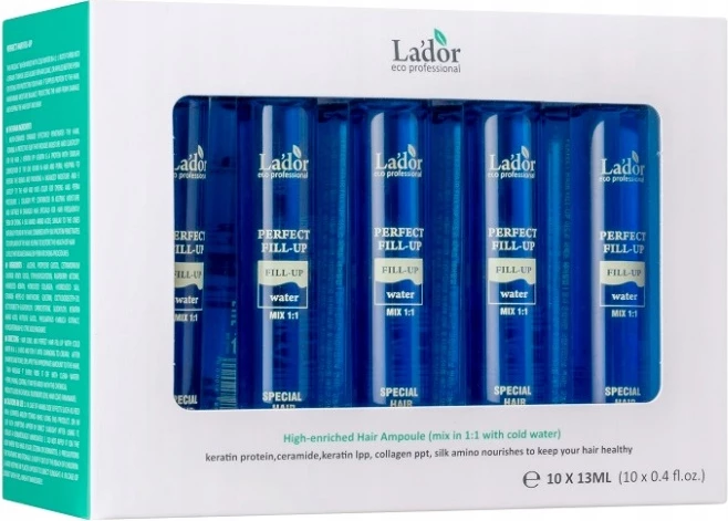 Ampula rigjeneruese për flokë La'dor Perfect Hair Fill-Up Ampoule për femra 10x13ml