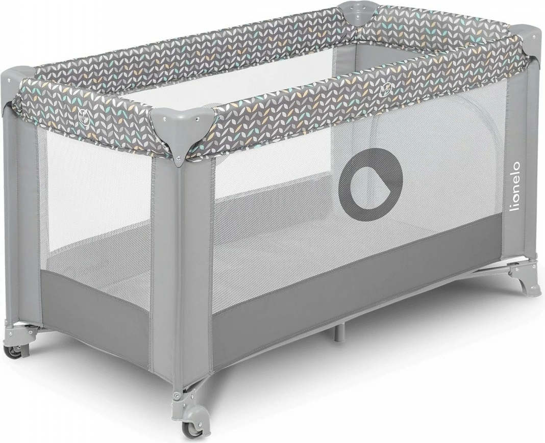 Krevat udhëtimi Lionelo Stefi, Grey Concrete Multicolor, me torbë bartëse