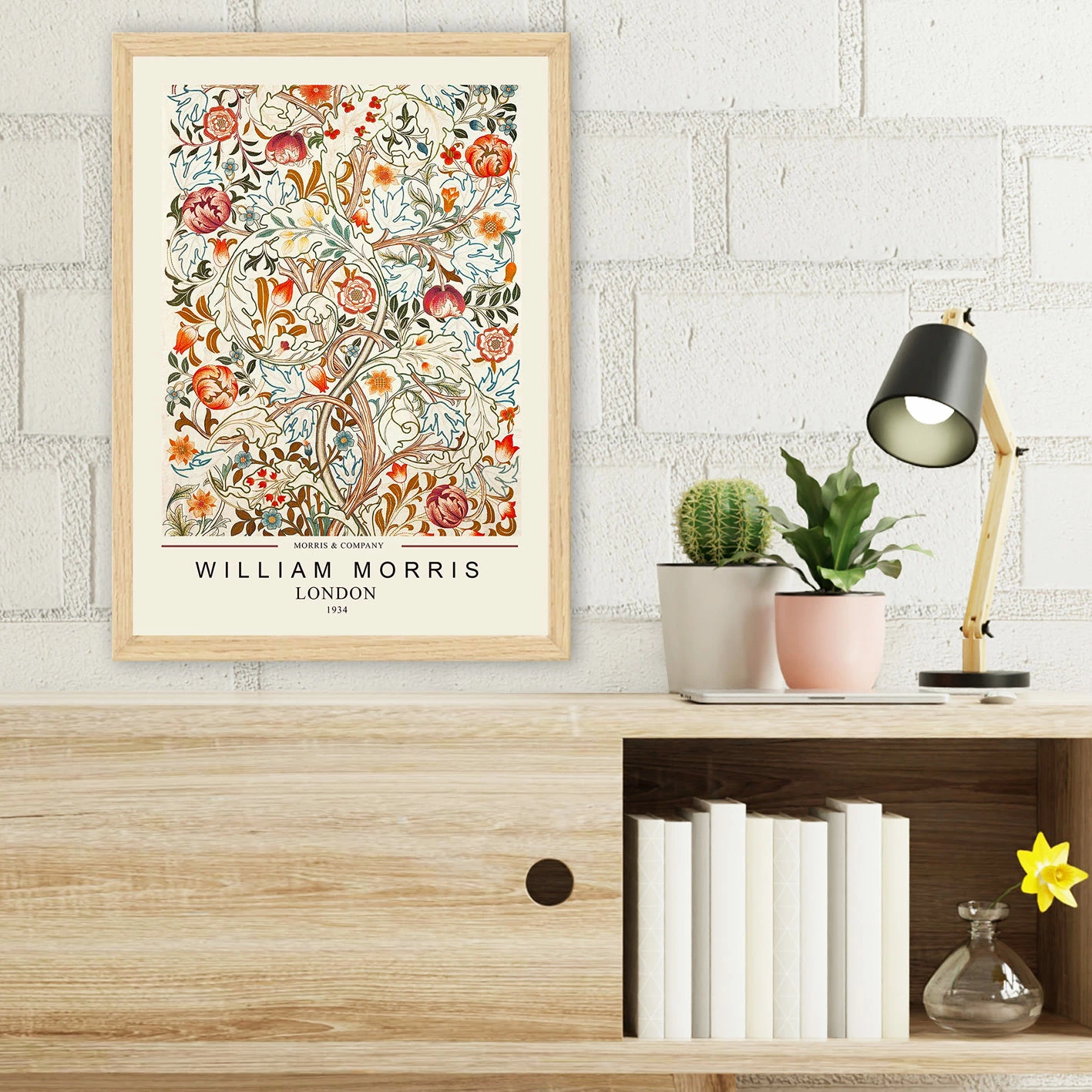 Pikturë dekorative me kornizë, Cotton Prints, William Morris, shumëngjyrëshe, 35x45cm