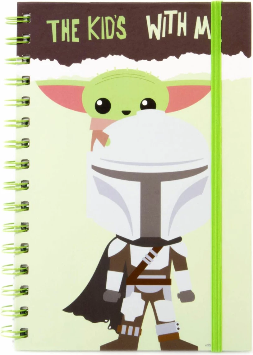 Bllok shënimesh Pyramid International Star Wars The Mandalorian A5 160 faqe hardcover spirale me llastik mbyllës, jeshile