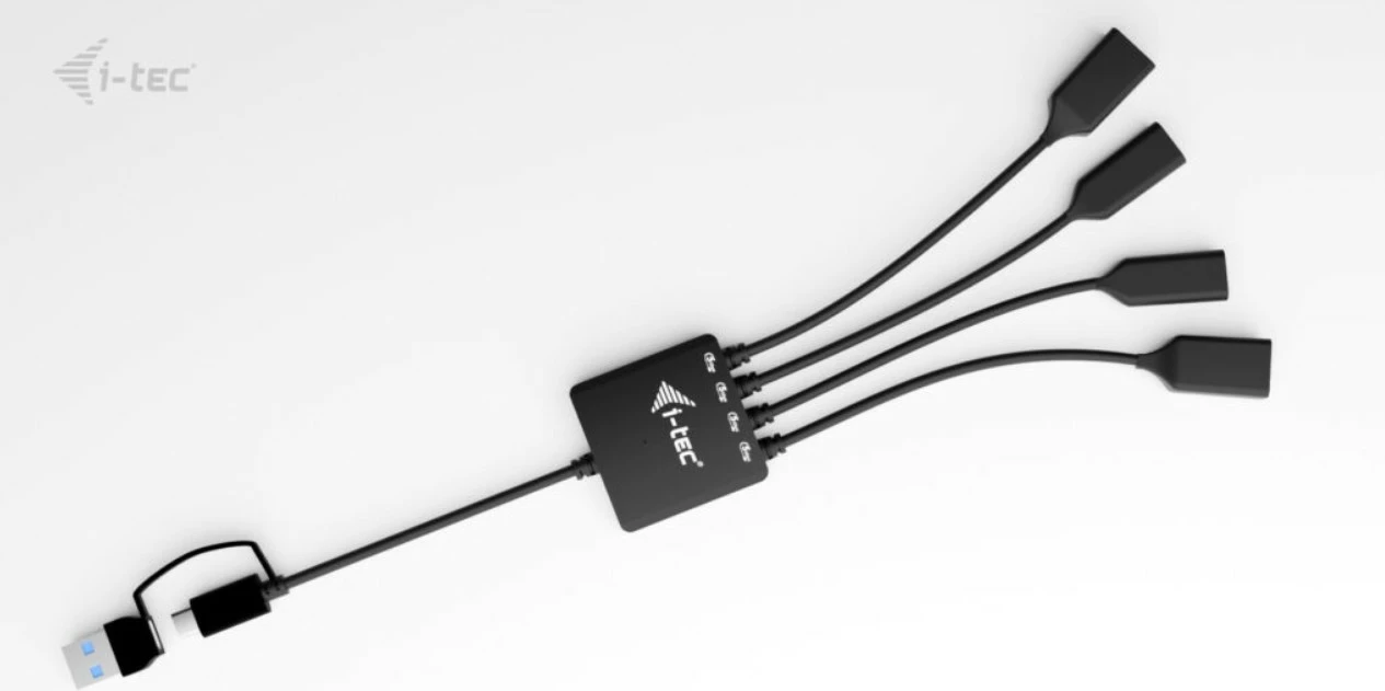 Kasë i-tec CACBLHUB2A2C, 4 porta (2x USB-C, 2x USB-A), e zezë