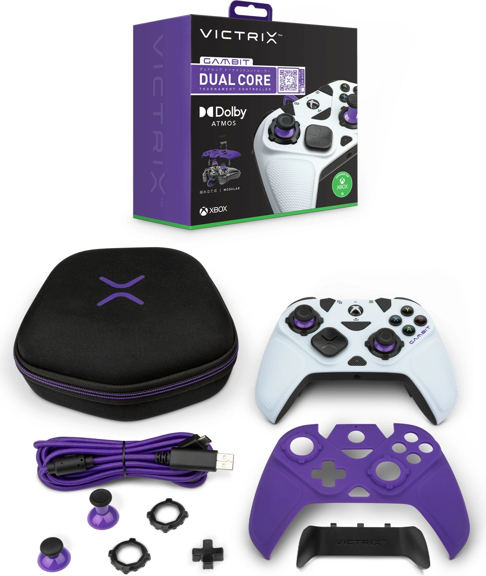 Gamepad PDP Victrix Gambit, PC, Xbox One, Xbox Series S/X, i zi, i bardhë