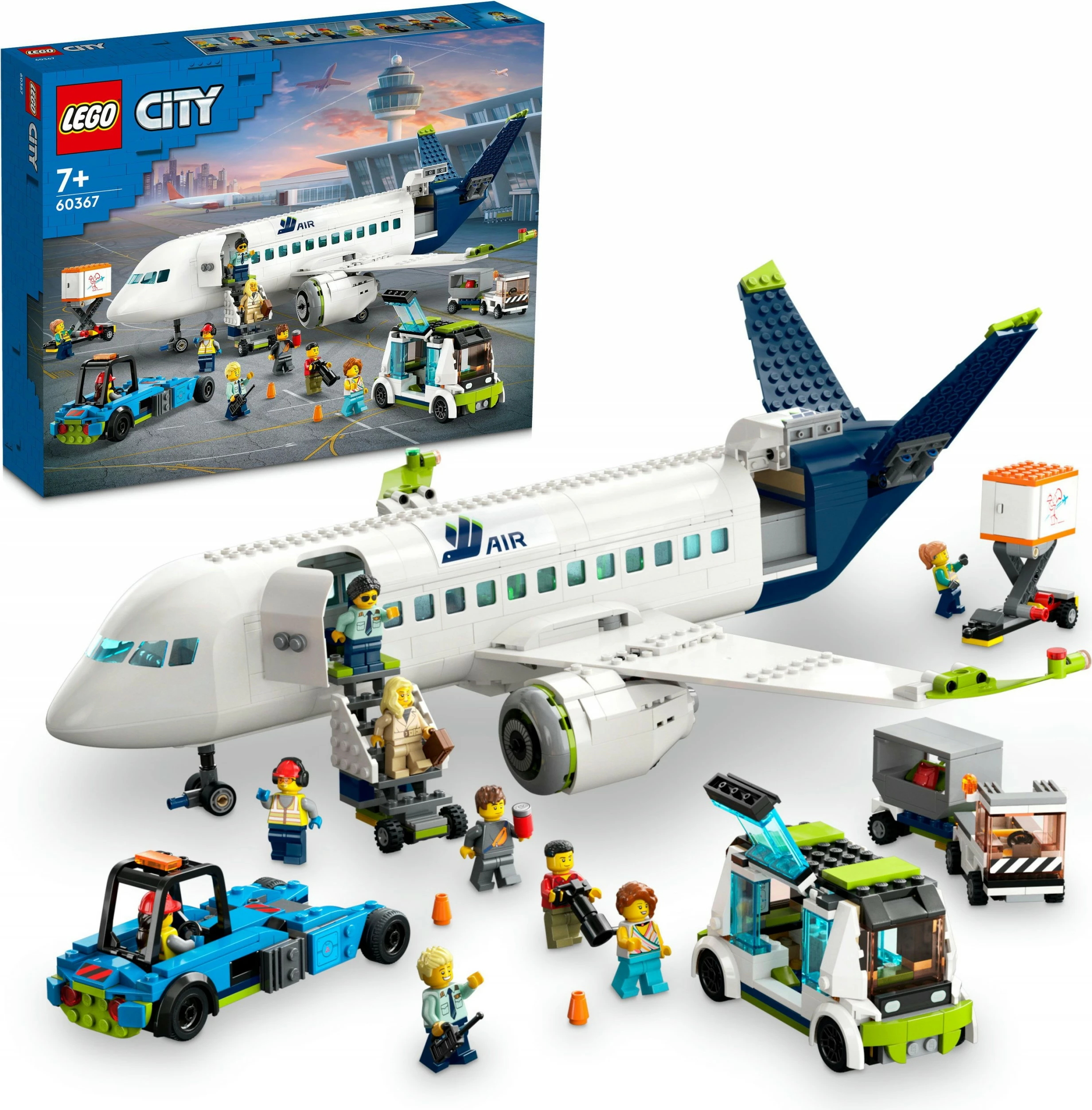 Set ndërtimi LEGO City Aeroplan pasagjerësh, 913 pjesë, shumëngjyrësh