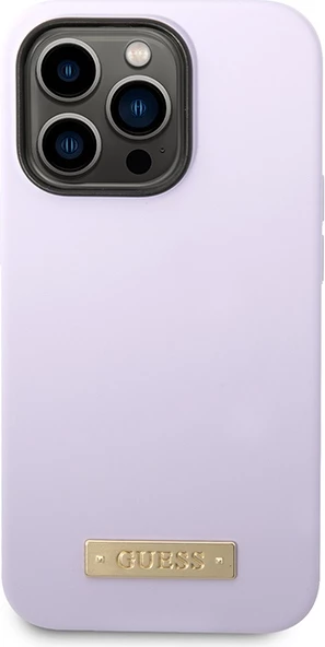 Mbështjellës Guess GUHMP14LSBPLU për iPhone 14 Pro 6.1", silikon, MagSafe, vjollcë