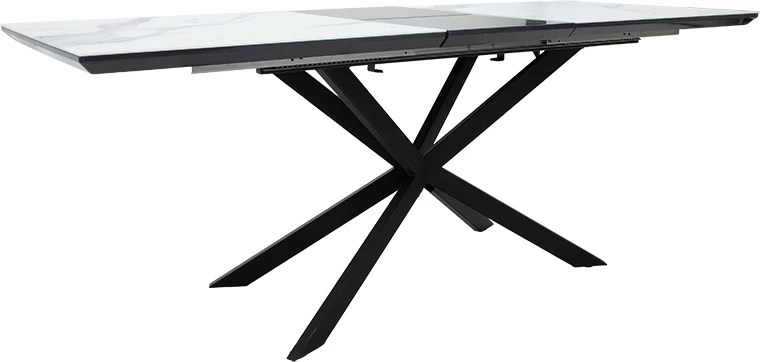 Tavolinë ngrënieje e zgjerueshme, ngjyrë mermeri gri e zezë, 160-200x80x77cm