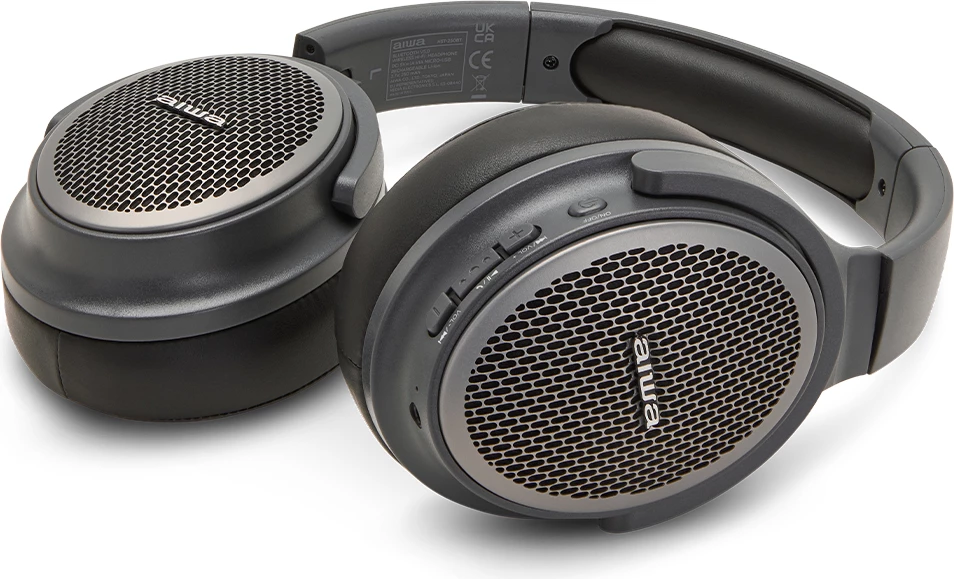 Kufje Aiwa HST-250BT/TN, Bluetooth 5.0, over-ear, foldable, HyperBass, microSD, AUX, gri e errët