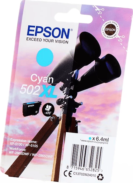 Patron boje Epson 502XL / C13T02W24010, 6.4 ml, deri 470 faqe, Cyan