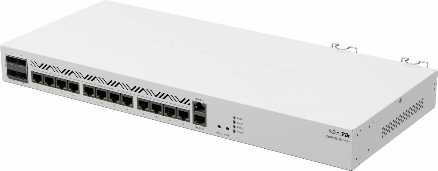 Router MikroTik CCR2116-12G-4S+, 13xGbE, 4xSFP+, i bardhë