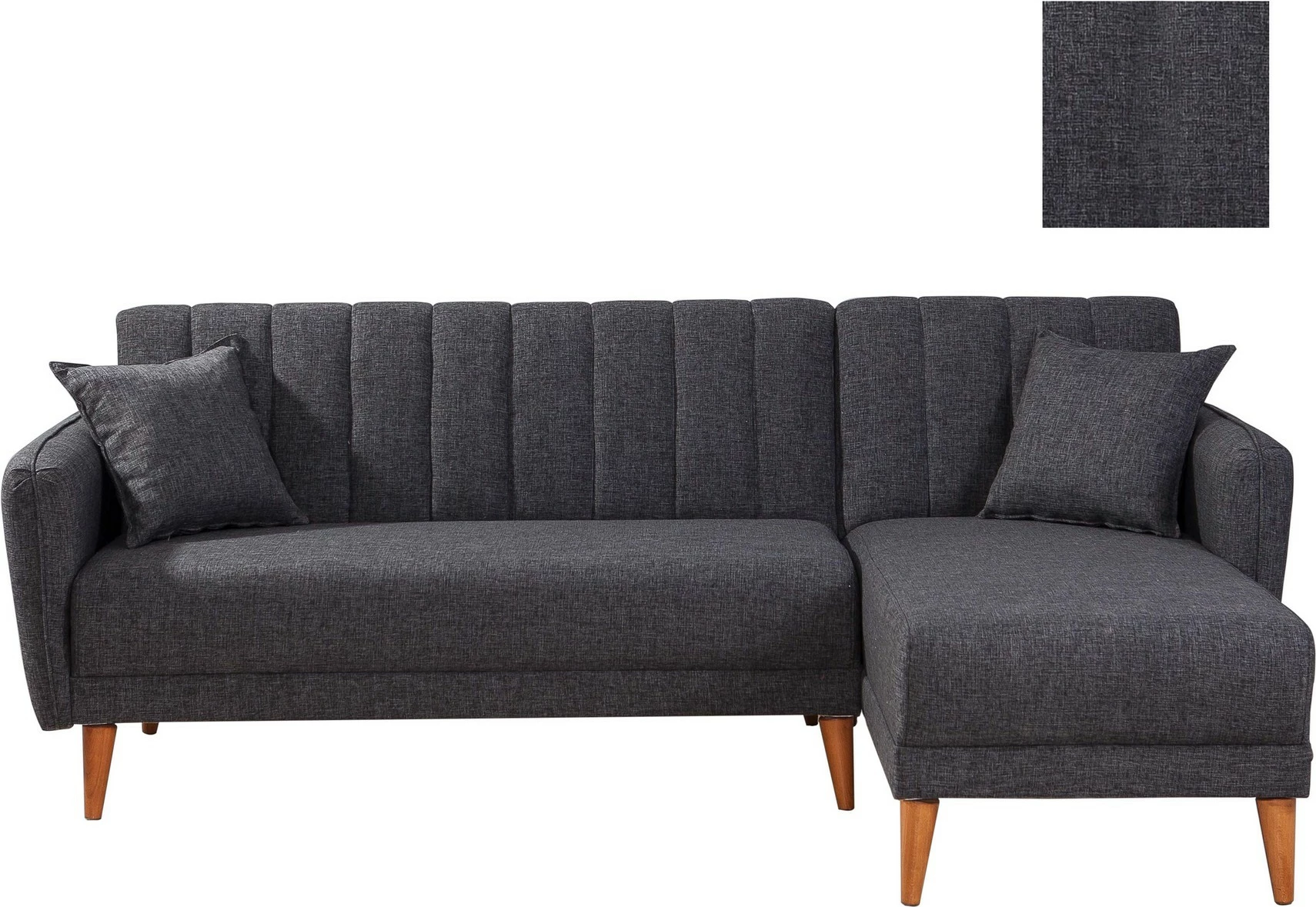 Kënd-sofë krevate Atelier del Sofa, kënd i djathtë, ngjyrë gri e errët
