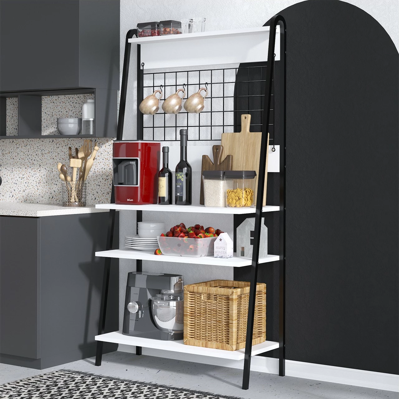 Dollap për kafe, Hanah Home Benco, i zi dhe i bardhë