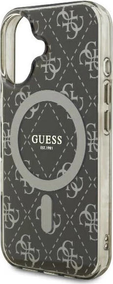 Mbështjellës Guess IML 4G Background MagSafe për iPhone 16 Plus, Kafe