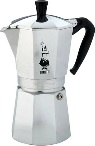 Moka pot Bialetti Moka Express, 18 filxhanë, alumin, argjendtë/zi