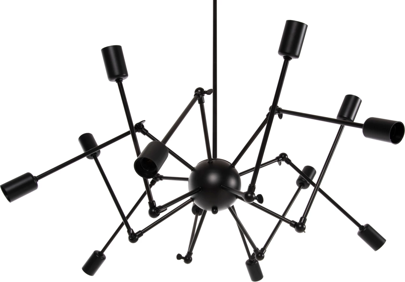 Llambadar tavani 12-drita, FH4167, metal i zi, krahë të artikuluara, Φ92x120Hcm