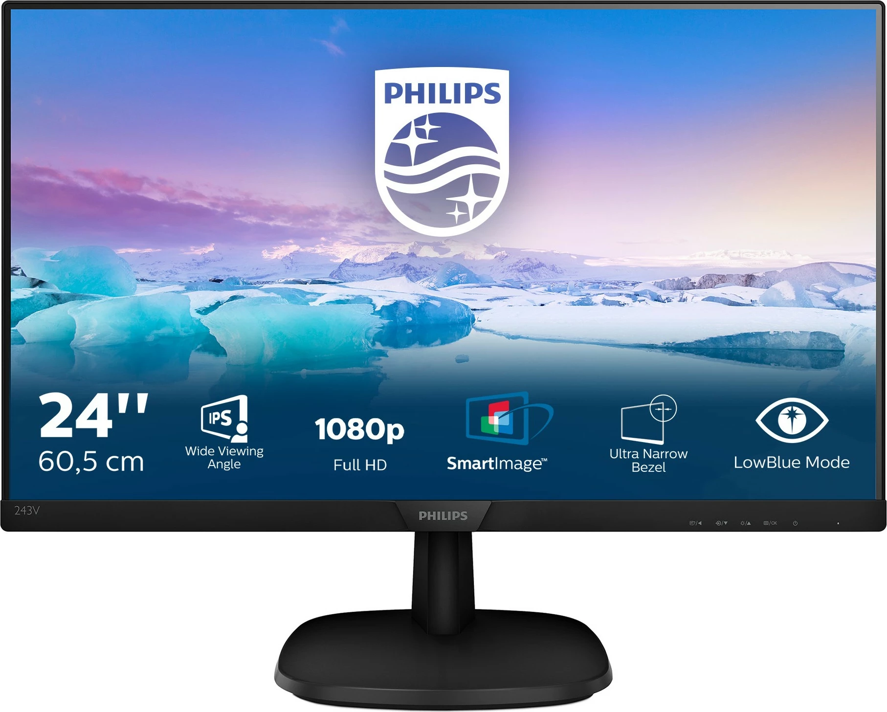 Monitor Philips V Line 243V7QDSB/00, 23.8", Full HD, LED, 4 ms, i zi