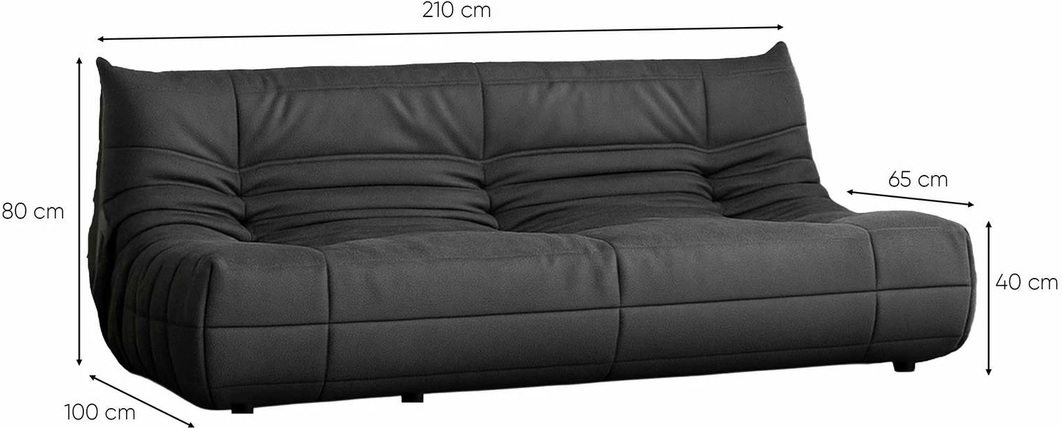 Divan treshe Atelier del Sofa, ngjyrë gri e errët, Bocek