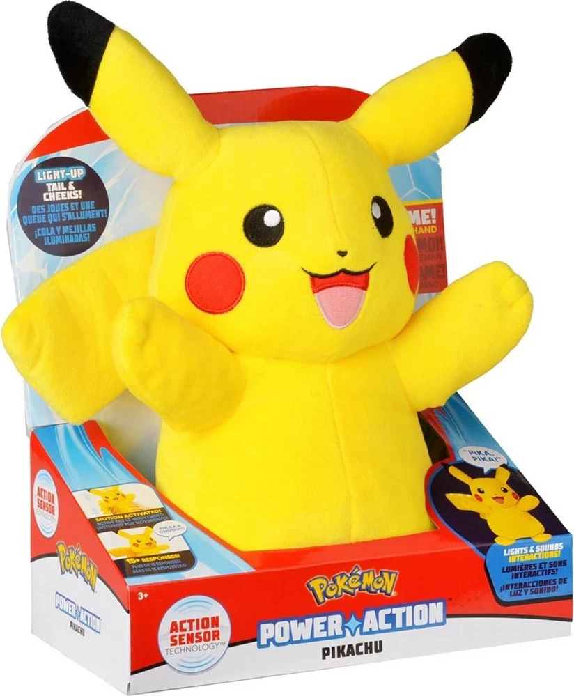 Lodër pelushi interaktive Pikachu Jazwares, 25 cm, me drita
