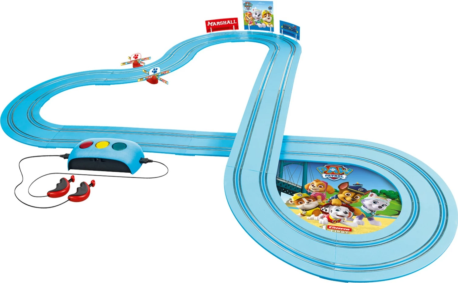 Set veturash Carrera First PAW PATROL Race N Rescue, ngjyrë blu dhe e kuqe